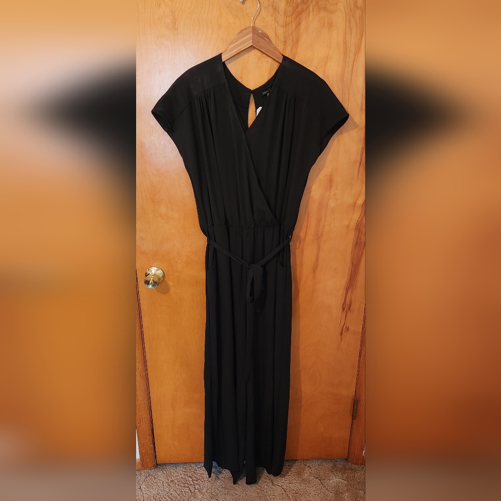Black vneck jumpsuit
